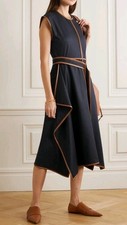 Stella McCartney Eloise Faux Leather-Trimmed Visit Wool Flannel Maxi Dress