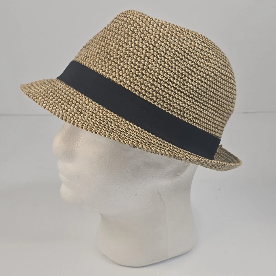 Gorra Nine West para mujer mediana a grande negra a rayas pluma EX Foto 2 de 4