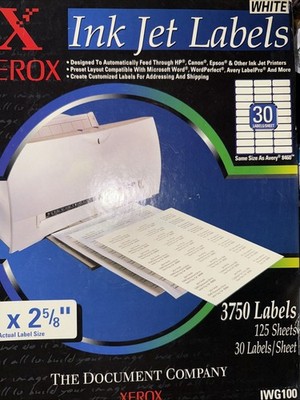 Xerox Inkjet Address Labels 3750 Count New Open Box 1  X 2 5/8 