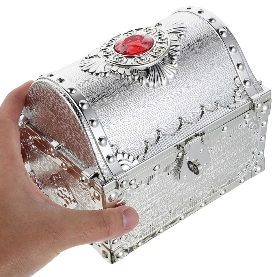  Caixa de armazenamento tema pirata caixas de plástico para artesanato pequeno baú de tesouro - Imagem 2 de 4