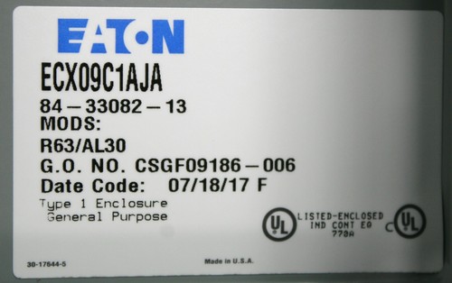 ECX09C1AJA Eaton Motor Starter Hand Off Auto 9A 7.5HP Solid Relay .33-1.65A Rese - Picture 6 of 12