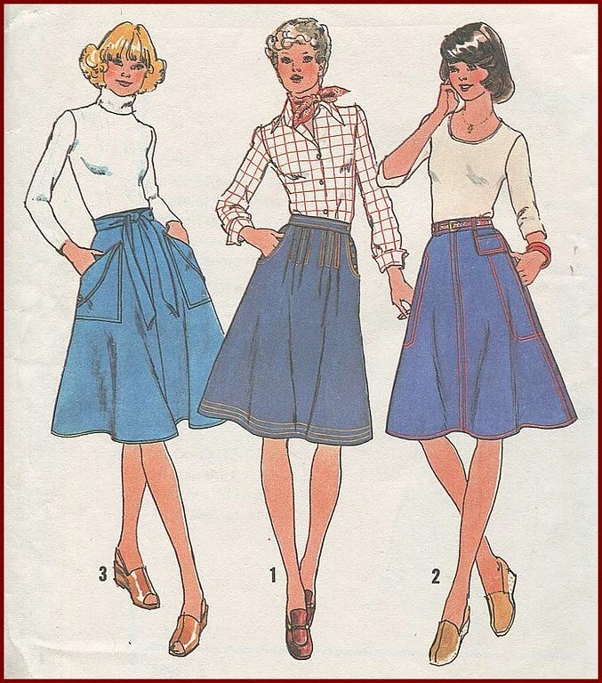 70s denim cheap skirt pattern
