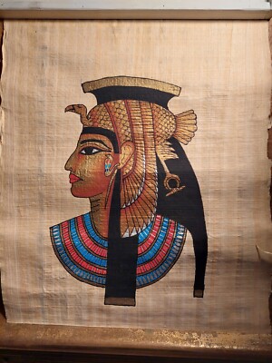 Ägyptisches Papyrus Gemälde. Kleopatra. Ungerahmt.