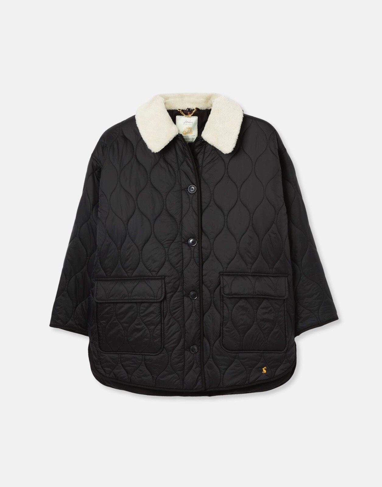 Brand New Joules Black Belway Onion Quilt Coat Size 10 Oversized RRP £