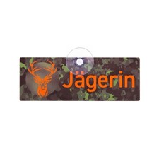 Jagdschild JÄGERIN mit Saugnapf - Jagdschutz Jagdbetrieb Schild fürs Auto