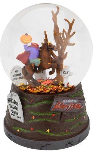 Globo de nieve Halloween Tree Buddees hueco con temática de otoño jinete sin cabeza - Imagen 2 de 7