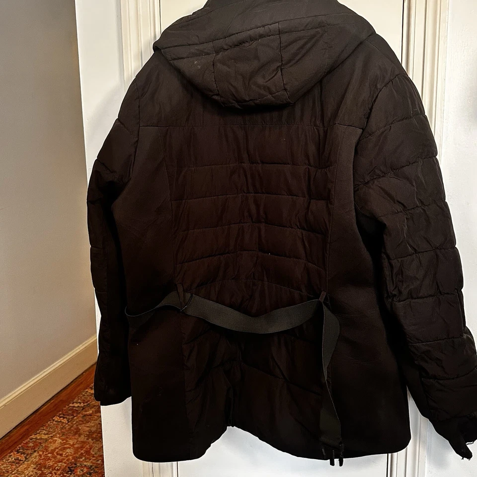 Chaqueta acolchada London Fog para mujer con cinturón de capucha cremallera completa y broches de presión usada en excelente estado XXL para mujer Foto 4 de 4