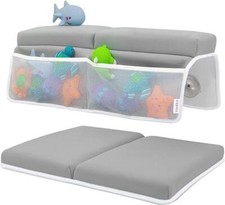 TOODLY BABY GRAY BATHTUB NON-SLIP KNEELER ELBOW REST PAD SET TOY ORGANIZER