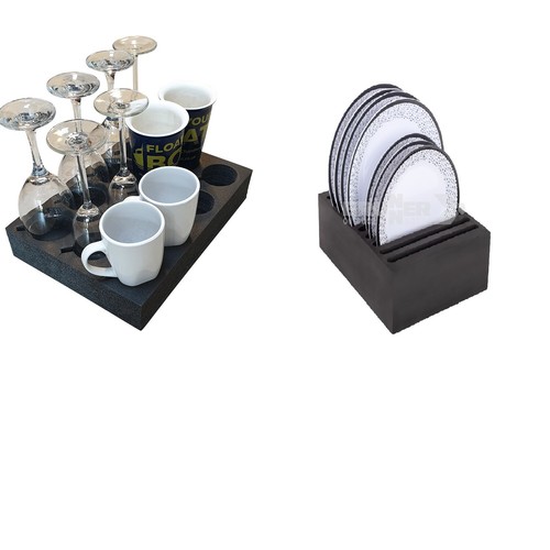 SET of 2 FOAM Cup & Plate Holder Caravan Motorhome Boat NO RATTLES or