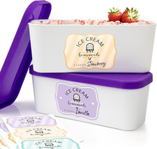 Set of 2 Reusable Ice Cream Tub Containers 1.6 Quart Ea. - Perfect for Homema...
