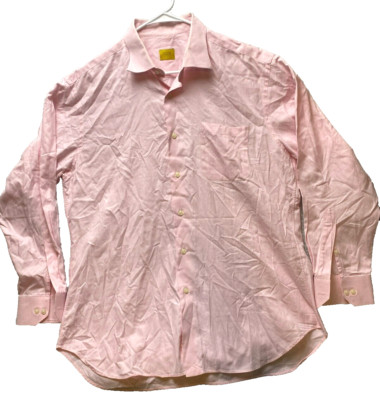 Robert Talbott Shirt Adult Large Pink Carmel Houndstooth Button Up Cuffs Mens