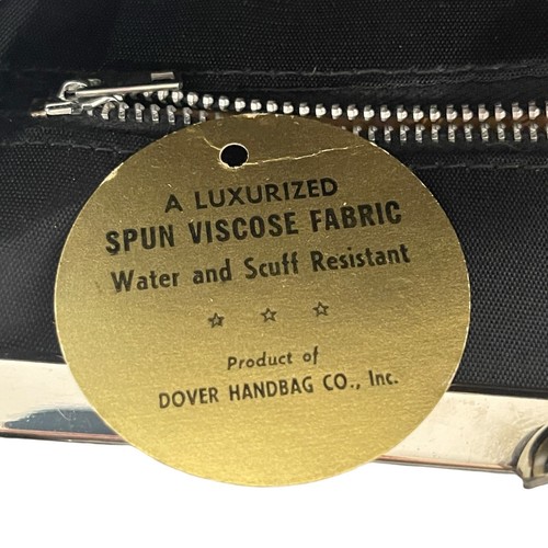 Vtg 50s Dover Handbag Purse Dova-Suede Black Silver Clasp NOS Elegant Classic - Picture 13 of 18