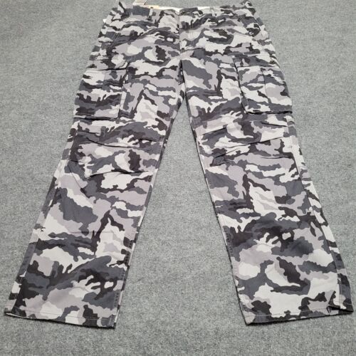 Levis Cargo I Pants Mens 36x32 Urban Camo Gray Black Relaxed Fit NWT