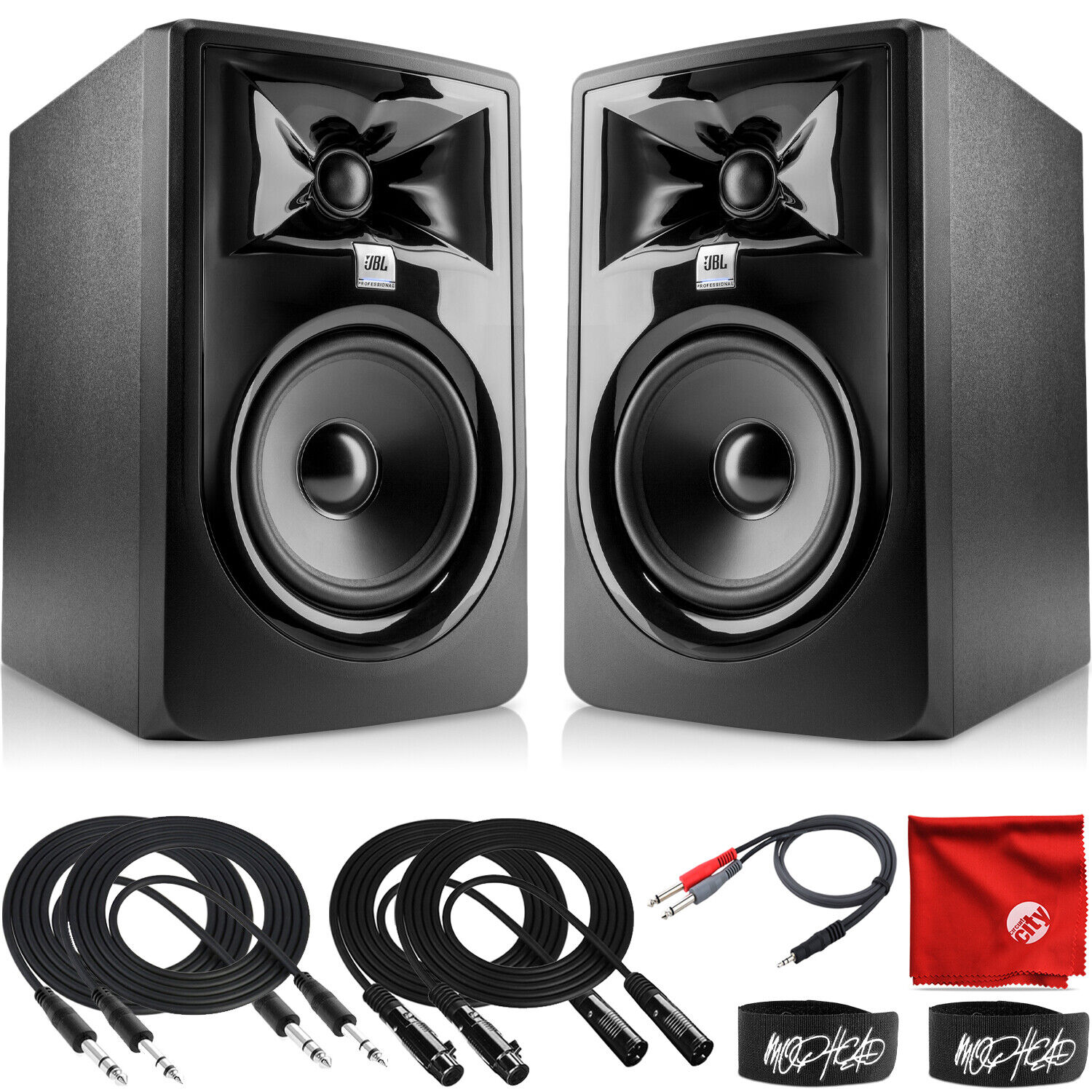 2 X Jbl Lsr305 5 Powered 2 Way Studio Monitor Speakers 2x Uk Power Cables For Sale Online Ebay