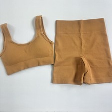 Seamless Workout Sets for Women Ribbed Sport Bra High Waist Biker Shorts