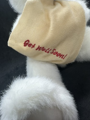 10" The Petting Zoo Get Well Soon White Bear Plush Stuffed Toy Jointed 1994 - Picture 5 of 6