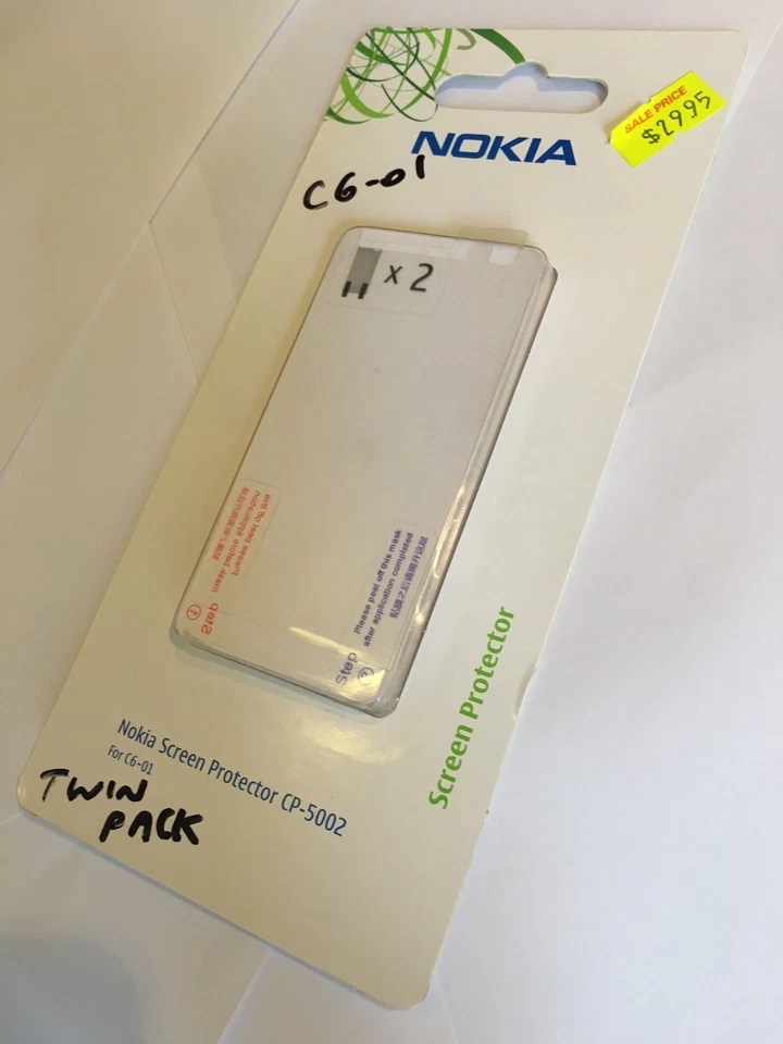 Protectores de pantalla Nokia C6-01 en paquete doble transparente CP-5002 genuinos nuevos Foto 3 de 4