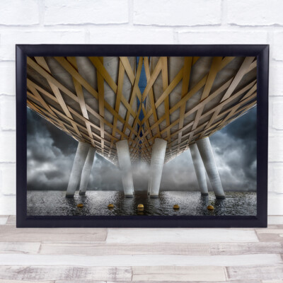 Brücke Gold Fluss Wolken Denbosch Eisenbahn Korbei Labyrinth Wandkunstdruck