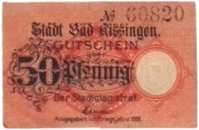 1918 Germany KISSINGEN 50 Phennig Banknote / Notgeld