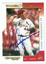 Jason Isringhausen autographed baseball card 2003 Donruss #490 Team Heroes