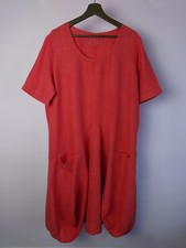 Grizas Dress 100% washed linen Draped hem maxi/Midi Orange size Large Pockets 