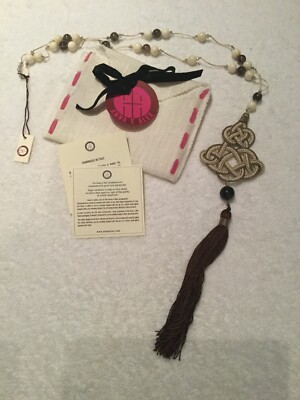 Anna E Alex NWT Handcrafted in Italy White Brown Necklace Passementerie w/Tassel