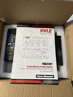 Pyle PDA22BT Desktop Bluetooth Audio Amplifier - Compact Mini Blue Series Stereo
