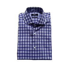 NWT Hugo Boss Men's Jason Slim Fit All Cotton Purple Checks Business Dress Shirt