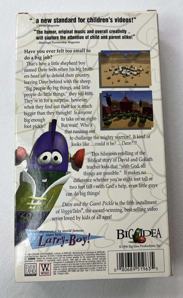 VHS VeggieTales - Dave And The Giant Pickle (VHS, 1996) Episode 5 - Religious - Image 2 of 4