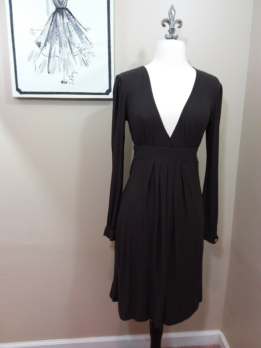 T-bags Los Angeles Chocolate Brown long sleeve V-neck dress - XS | eBay
