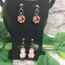 4 PC Matching Clip-on Non Pierced Earrings Set Gold-Tone New Free Ship 8660