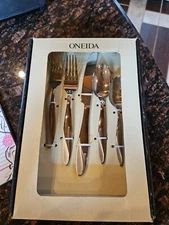Oneida Stainless Flatware Simmer  Pattern With Two Tone Swirl Knives & Forks