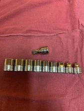 Snap On 3/8” Drive6 Pt Shallow Sockets With 1  1/2”ext.18,17,16,15,13,12,11,9,8