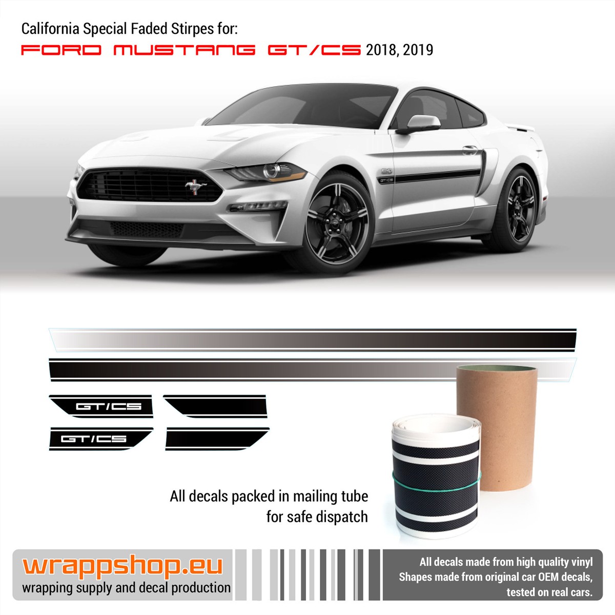 2013-2014 Mustang California Special GT/CS Rocker Stripes Vinyl Decal Graphics e