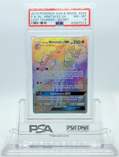 POKEMON LOST THUNDER ALOLAN NINETALES GX #225 SECRT RARE PSA 8 NM-MT #43587314