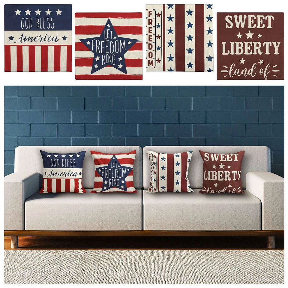 Funda de Almohada 18" 4 de Julio Día de la Independencia Bandera Americana Vacaciones Funda de Cojín Foto 4 de 4