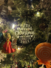 Our First Christmas Married Acrylic Christmas Ornament - Clear Acrylic Married O