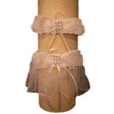 2 Wedding garters satin  organza  rhinestones white