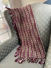 Chunky Knit Fuzzy Scarf Pink Magenta Grey 16” x 80” Knotted Fringe — photo 1