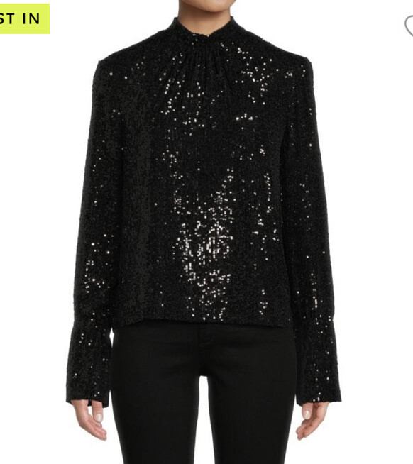 zadig voltaire Black Beaded Top Tummy Sequins Long Sleeve Bell
