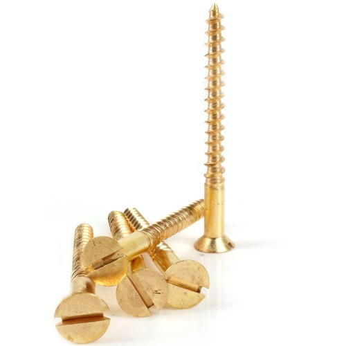 SOLID BRASS WOOD SCREWS Countersunk Slotted Woodscrew 5500 ALL GAUGES & SIZES eBay
