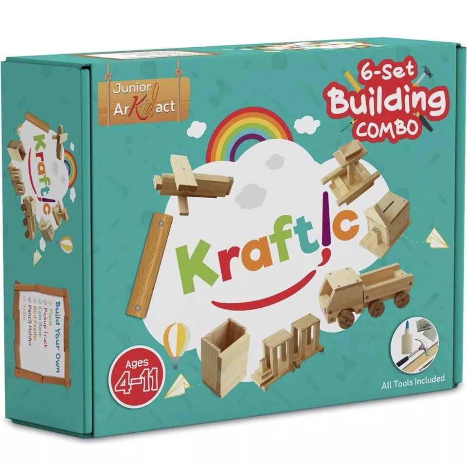 Kraftic Woodworking Building Kit for Kids and Adults, with 3 Educational  DIY Carpentry Construction Wood Model Kit Toy Projects for Boys and Girls -  Tow Truck, Birdhouse and Dump Truck