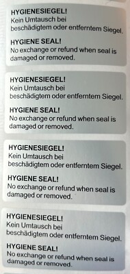Hygienesiegel Rücknahmesiegel extra groß 60x30mm Siegelaufkleber in 2 Sprachen
