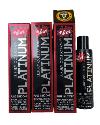 #ad Wet Platinum Silicone Base Personal Lubricant 3.1oz 3 bottles Box May Vary $33.79
