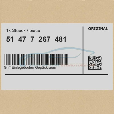 Original BMW 51477267481 - [SUPER PREIS] Griff Einlegeboden 