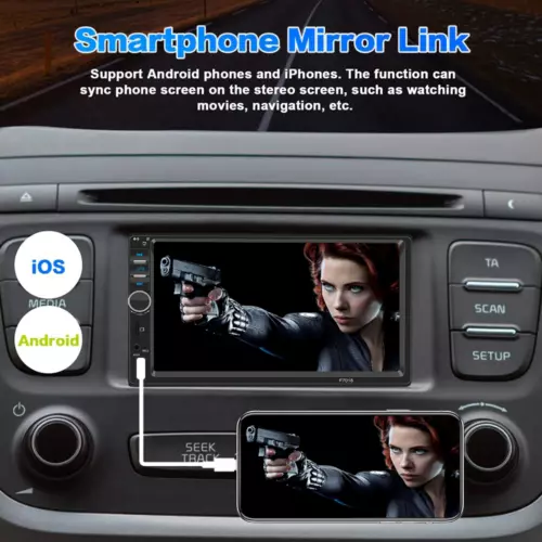 Double Din Apple Carplay Android Auto Car Stereo Radio Bluetooth 7" Touch Screen - Picture 4 of 11