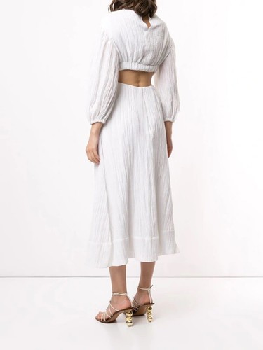 Rachel Gilbert Size 3 AU 12 White Sorrell Crinkle Midi Dress Cut Out Bridal - Bild 1 von 21