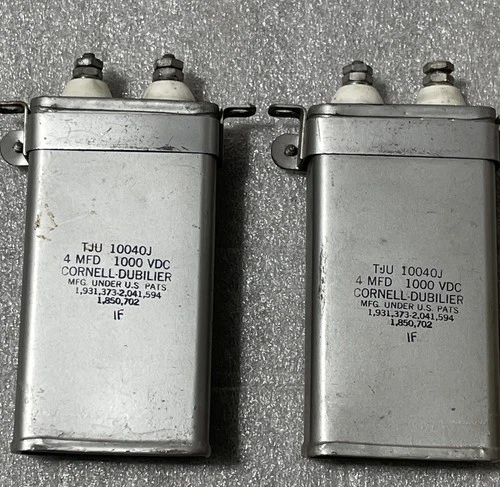 Pair Of Cornell Dubilier PIO Capacitor / 4 MFD 1000 VDC / TJH10040J