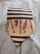 TOMMY HILFIGER MEN'S TIE FISH HOOK BAIT THEME 100% SILK 57" X 4" MADE IN USA