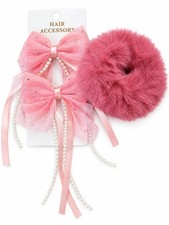 Kids hair clips Orange Pink with one elastic hair tie Super attractive and New